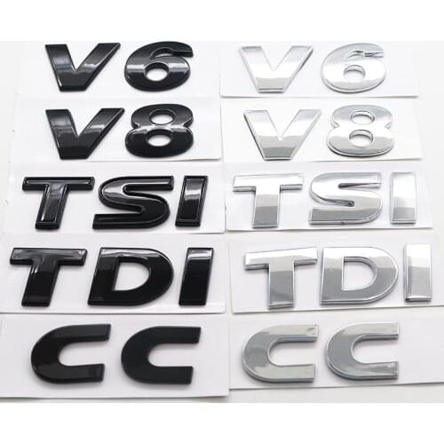 1pcs ABS 3D CC TDI TSI V6 V8 Car logo letter sticker Rear tail door trunk sticker car rear sticker Decal styling Accessories