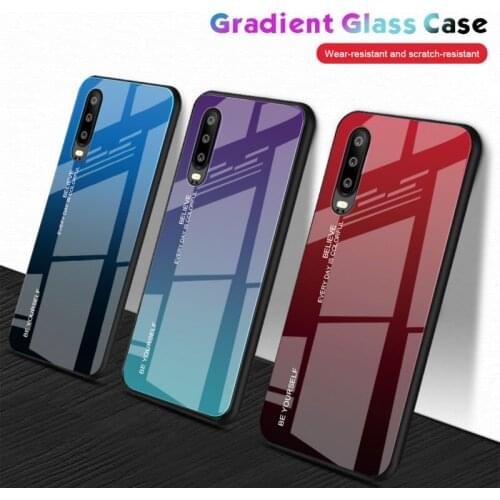 100pcs/lot Gradient Tempered Glass phone cases hard case for Huawei P30 Y9 Y6 pro prime lite honor 10i 20i 8A enjoy 9 9S 9E