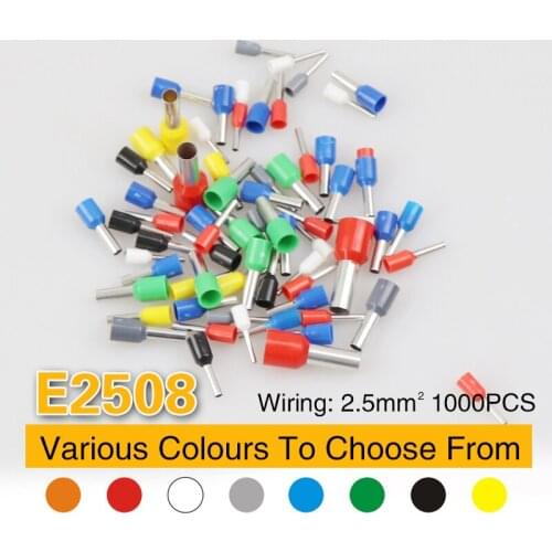 1000PCS E2508 Wire Crimp Connector Terminator Conector Eletrico Terminais Tubular Connector Terminale Cable Terminales Set