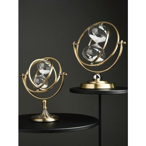 15 Minute Hourglass Sand Timer Rotating Brass Hourglass Vintage Sand Clock Timer Metal Sandglass Home Decorations Ornaments