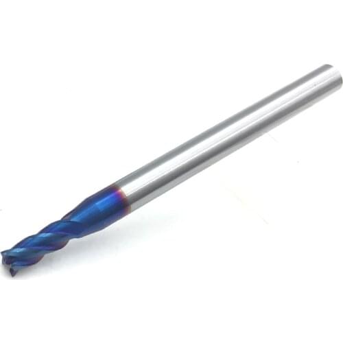 3mm End Mill HRC65 4Flute D3*9*D4*50*4T Solid Carbide Fat End Mills Straight Shank nACo Blue Coated Milling Cutter Tool