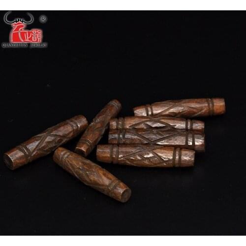 5PCS Yak Bone Carved Bead Necklace DIY Scatter Beads Handmade Hand-chain Decorative Patte Tubular Brown Beads 7X30mm Hole 2mm