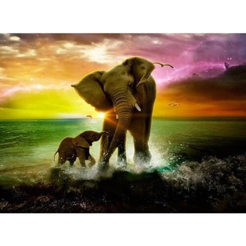 5D DIY Diamond Painting Elephant family Cross Stitch Full Diamond Embroidery animal Mosaic Picture of Rhinestones Home Decor