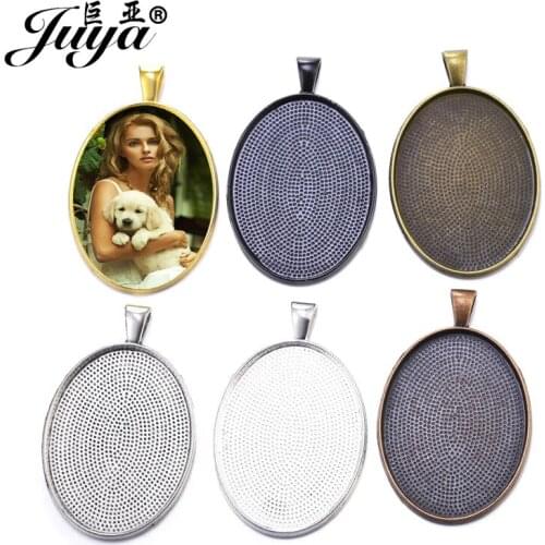 60PCS Oval Big Pendant Cabochon Base Settings Blank Alloy Trays DIY Jewelry Making For Necklaces Findings Handmade Accessories