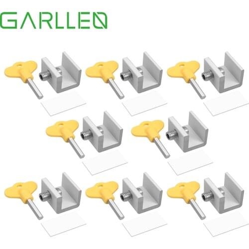 GARLLEN 8 pcs Aluminum Alloy Adjustable Sliding Window Lock Single Hole Window Door Frame Security Lock Child Baby Safety Lock