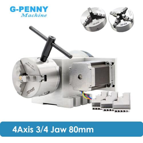 80mm CNC 4th Axis CNC dividing head/Rotation Axis/A axis kit Nema23 for Mini CNC router/engraver woodworking engraving machine