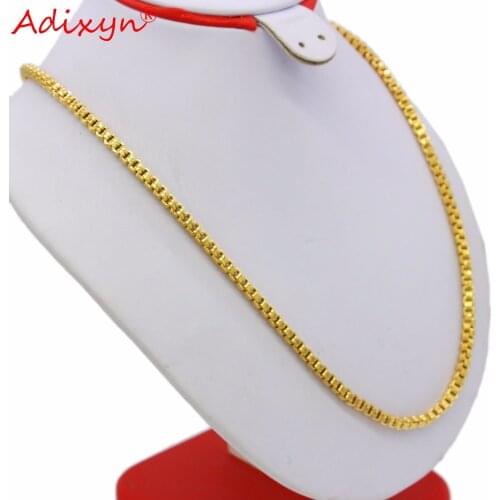 Adixyn Length 45CM/60CM Width 5MM Box Chain Gold Color Necklaces for Women/Men African Ethiopian Arabic India Gifts N05075