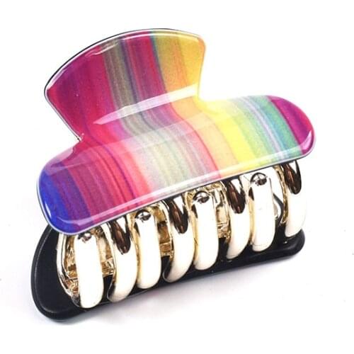Acrylic Plastic Rainbow Small Hair Claw for Women Girls Fashion Gold Crab For Hair Tins Clamps Hair Accessories 4cm 11002