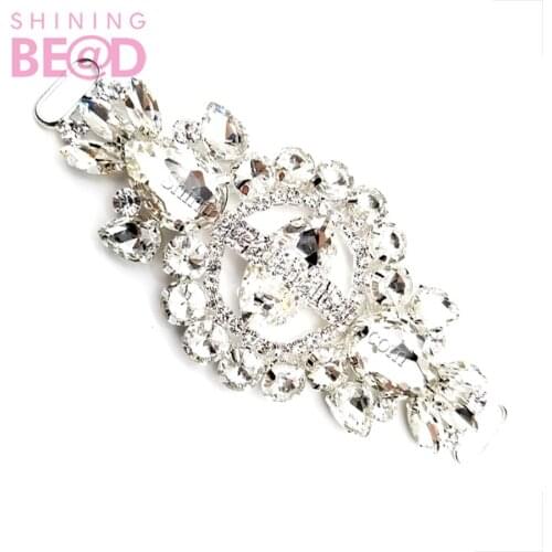 FREE SHIPPING!Crystal glass chain metal buckle for swimsuit connectors for dress garment decoration