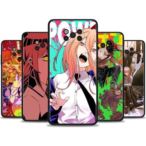 Black Cover For Xiaomi Poco X3 M3 CC9 Pro X3NFC F3 F1 A3 A2 CC9E Note 10 Lite Case Soft Fundas TPU Coque Anime Chainsaw Man