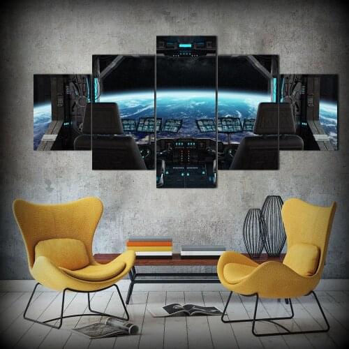 CHENFARTCanvas Oil 5 Piece Paintings Spacecraft Wall Art Canvas Prints Wall Pictures Living Room Home Decor Frame