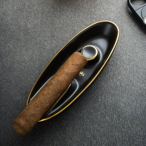 Black Cigar Ashtray Cigars Ashtrays for Car Travel Stand Hold 1 Cigar Ash Tray Boat Shape Ceramic European European Pattern
