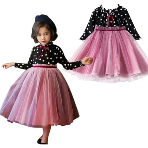 Kids Girls for Party Dress Little Witch Costume for Halloween Girl Autumn Dresses for Casual 3-8y Dots Mesh Lace Fall Clothes