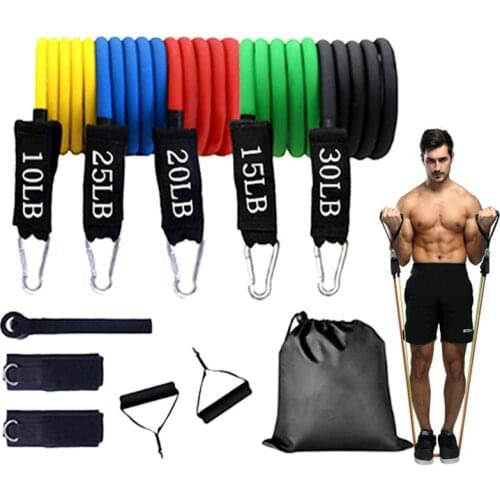 100/150Lbs 11Pcs Resistance Tube Bands Set Fitness Yoga Gym Pull Rope Exercise Home Training Expander Elastic Bands Equipment