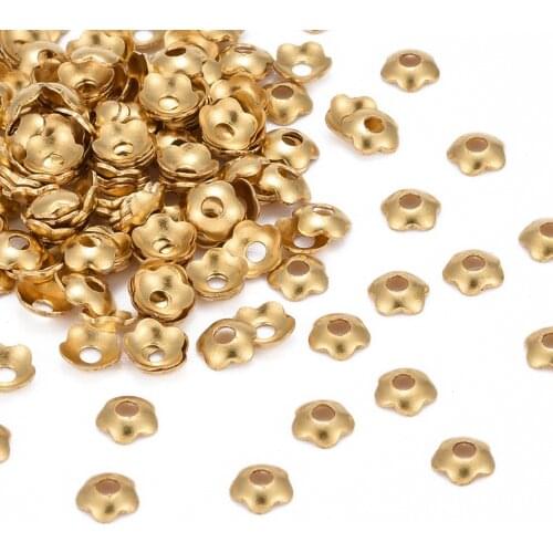 Jewelry Findings 5-Petal Flower Brass Bead Caps Golden Color Silver Color 4mm Hole: 1.2mm