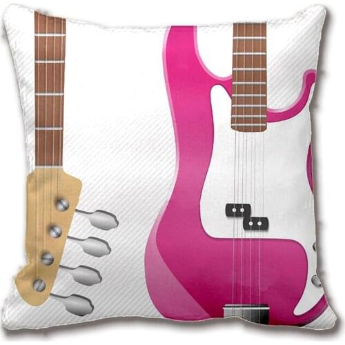 Girly Chic Hot Pink Electric Guitar White Stripes Throw Pillow Case Decorative Cushion Cover Pillowcase Customize Gift By Lvsure