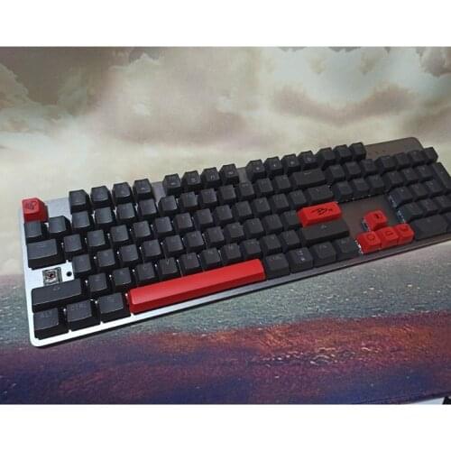 7pcs Red Little Bee Gaming Keycaps Durable PBT 6.25U Space Keycap Set Dye-Subbed Keycap for Mechanical Keyboard Red