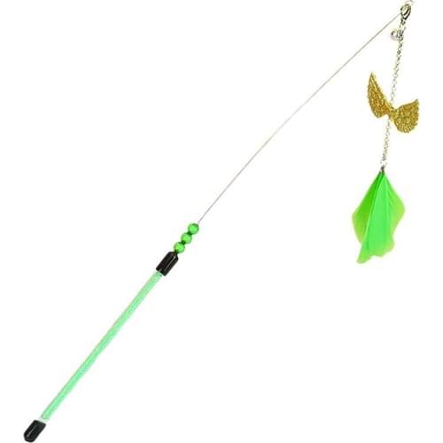 Cat Teaser Wand Cat Feather Toy Kitten Teaser Stick Funny Cat Interactive Toy Fake Feather Cat Toy Kitten Catching Toy With Bell