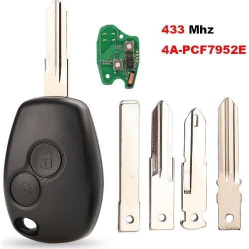 Jingyuqin 2Butons Car Remote Key Shell For Renault Clio Scenic Kangoo Megane 4a/PCF7952E Chip 434MHZ