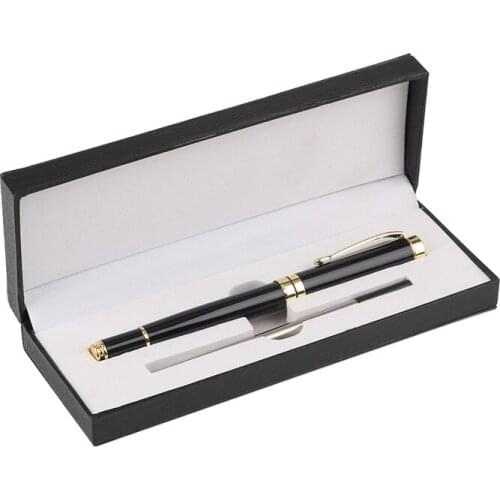 Stationery Business suit Luxury Black and Silver Clip Rollerball Pen 0.5mm Black Ink Refill Ballpoint Pens Christmas Gift
