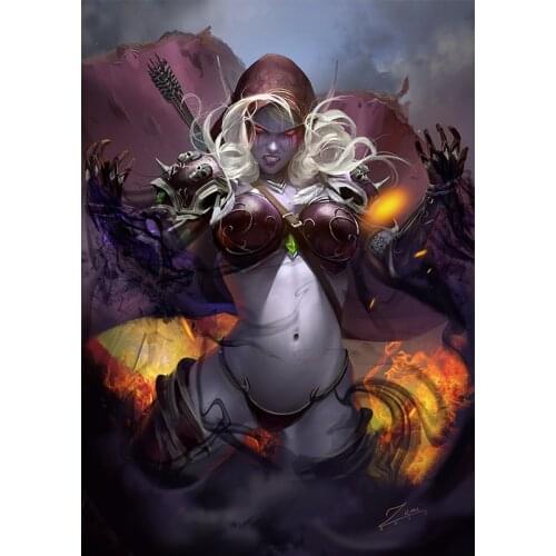 Print Canvas Classic Games Sylvanas Sexy Girl Art Poster 40x60 50x70 60x90 Custom Living Room Bedroom Home Decorative Painting