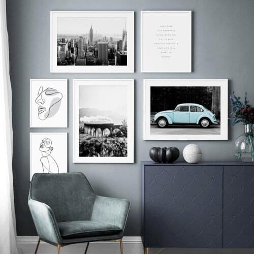 New York City Nine Arch Bridge Abstract Line Wall Art Canvas Painting Vintage Posters And Prints Wall Pictures For Living Room