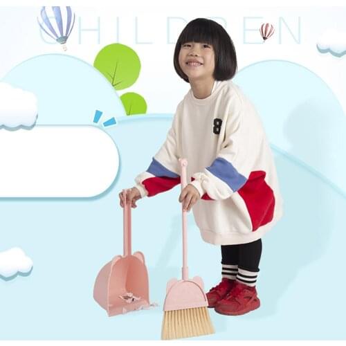 OTHERHOUSE Baby Mini Sweeping Home Broom Dustpan Set Children Toy Floor Cleaner Dust Pan and Brush Soft Bristle Cleaning Tool