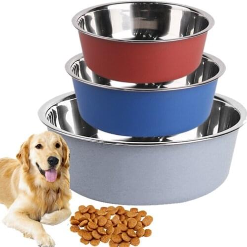 4 Size Dog Bowl Stainless Steel Pet Food Water Feeder Silicone Non-slip Cat Puppy Bowl Bottle Feeding Water Dish Dog Supplies