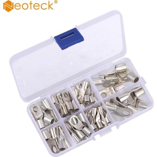 Neoteck 60pc Copper Tube Terminals Battery Welding Cable Lug Ring Crimp Connectors Kit Tin Plated Copper 100% brand new