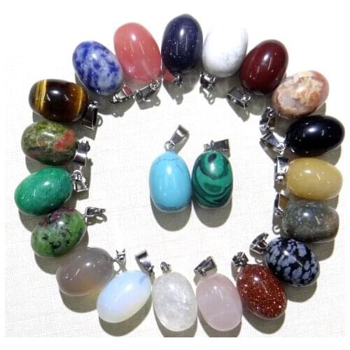 Natural stone Turquoises Quartz Crystal aventurine lapis tiger eye bead pendant for diy Jewelry making necklace Accessories24Pc