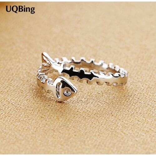 New Arrivals 925 Sterling Silver Rings Fish bones Ring Open Rings For Girl Women Gift Jewelry