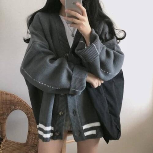 Solid Knitted Cardigan Women Casual Single Breasted Jumper 2019 Autumn Winter Oversize Sweater Tops Femme Loose Sweater Females