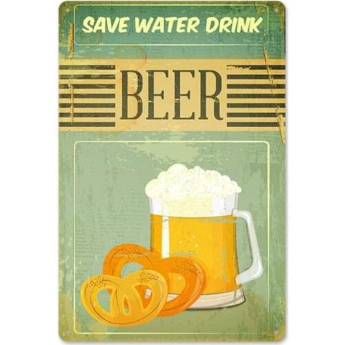 Beer Vintage Style Metal Sign Iron Painting for Indoor & Outdoor Home Bar Coffee Kitchen Wall Decor 8 X 12 Inch