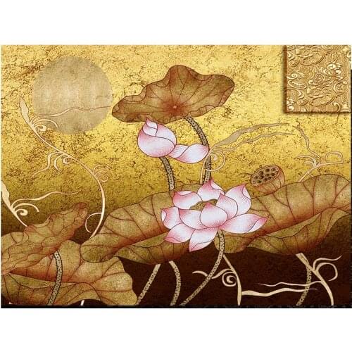 Custom photo wallpapers 3d murals wall paper 3 d movie and TV setting wall fashion color emboss lotus wall paper home decoration