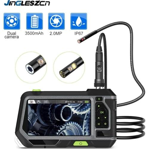 5.5mm Dual Lens Industrial Endoscope 2.0MP Inspection Camera 5 Inch 1280P HD LCD Screen Waterproof Borescope with 6 LED Lights