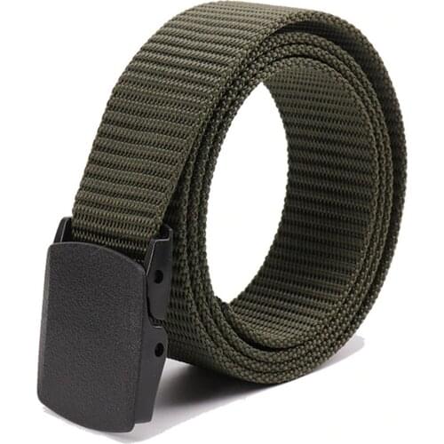 Anti Allergic Plastic Buckle Tactical Style Khaki Green Cloth Belt