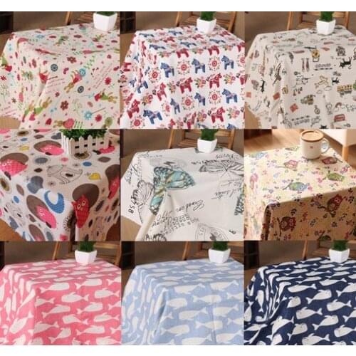 Sales! Cute 48x145cm 9 Designs Animals Whale Owl Horse Cat Rabbit Printed Cotton Linen Fabric For Clothing Curtain DIY Sewing