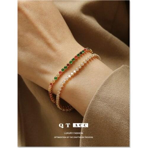 Luxury Colorful Zircon Necklaces And Bracelets For Women Designer Fashion 2021 New Chain On The Neck Necklace Jewellery Gift