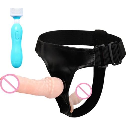 Fanala Silicone Removable Harness Strap On Double Dildo Strapon Pants Penis +1pc AV Vibrator Sex Toys for Lesbian Couples