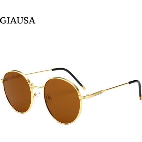 GIAUSA Luxury Round Retro Sunglasses Retro European Fashion Stars Trend Street Shooting Sunglasses Women 2019 Accessories