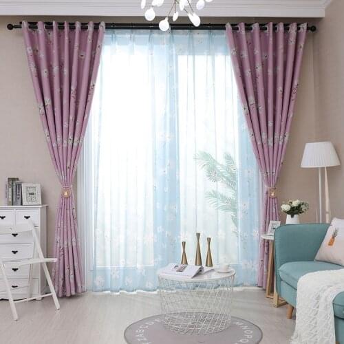 Modern Floral Blackout Curtains for Living Room Balcony Windows Bedroom Pink Yellow Blue Blinds Finished Drapes
