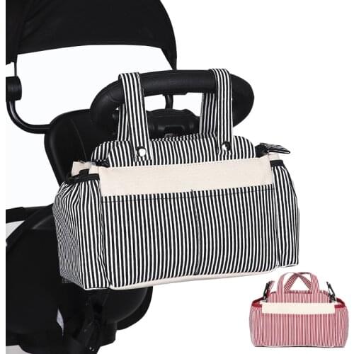 Baby Stroller Accessories Striped pattern Baby Diaper Bag Large Capacity Stroller Storage Bags Travel Hanging Carriage Organizer