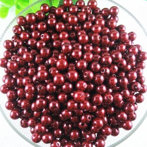 6mm 8mm 10mm 12mm 14mm Dark Red Acrylic Round Imitation Pearl Beads for Bracelets & Necklaces Making Jewelry Accessories AS-23