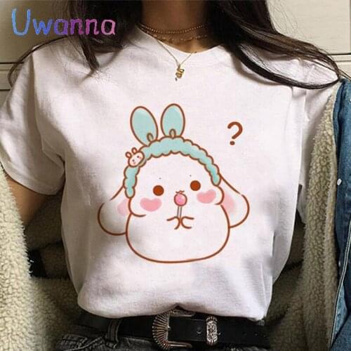 Korea Fashion Women T Shirt Bunny Kawaii Graphic Tees T-shirt Women Harajuku Aesthetic clothes White Tops Koop Tshirt 2021