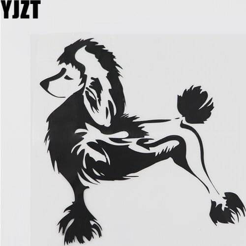 YJZT 12.8CMX13.6CM Dog Pet Beautiful Poodle Friend Vinyl Car Sticker Black/Silver 8A-0561
