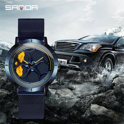 SANDA 2020 Hot Sell Fashion Men Watch Special Rotating Dial Wheel Watches Quartz Movement Gift Wristwatch Relogio Masculino 1022