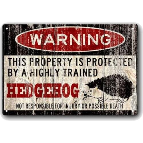 Hedgehog Sign Funny Metal Sign Hedge Hog Gift Warning Sign Vintage Tin Metal Sign Bar Club Cafe Garage Wall Decor Farm Decor Art