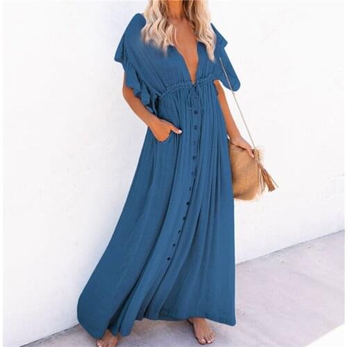 Women Sexy Swimwear Cover-ups Long White Tunic Casual Summer Beach Dress Elegant New Beach Wear Swim Suit Cover Up