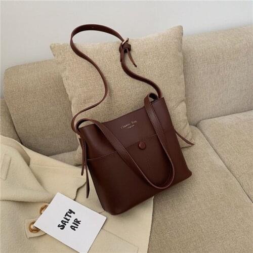 Women Casaul Buckets Bag Shoulder Bags Pu Leather Crossbody Bag Large Capacity Tote Ladies