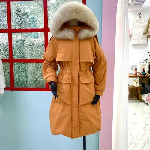 Winter Womens Down Coat Warm Hooded Real Fox Fur Jacket Thick Woman Parkas Long Coats Korean Autumn Clothes Casaco Feminino WPY